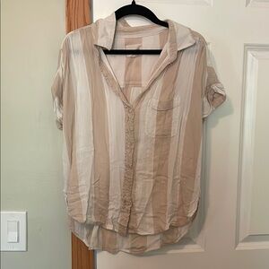 American Eagle Outfitters Beige Striped Button Down Shirt
